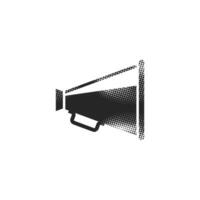 Loudspeaker icon in halftone style. Black and white monochrome illustration. vector