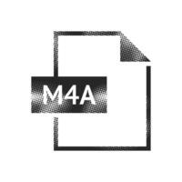 M4A file format icon in halftone style. Black and white monochrome illustration. vector