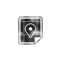 Map icon in halftone style. Black and white monochrome illustration. vector