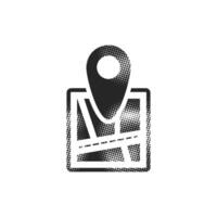 Pin location map icon in halftone style. Black and white illustration. vector