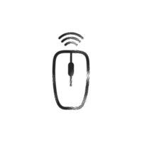 Computer mouse icon in halftone style. Black and white monochrome illustration. vector