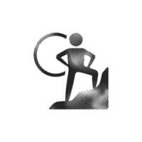 Rock climbing icon in halftone style. Black and white monochrome illustration. vector