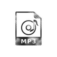 Audio file icon in halftone style. Black and white monochrome vector