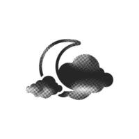 Weather overcast cloudy icon in halftone style. Black and white illustration. vector