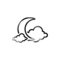 Weather overcast cloudy icon in halftone style. Black and white monochrome illustration. vector