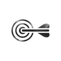 Arrow bullseye icon in halftone style. Black and white monochrome illustration. vector