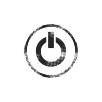 Power button icon in halftone style. Black and white monochrome illustration. vector