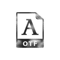 Open type file format icon in halftone style. Black and white monochrome illustration. vector