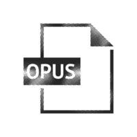 OPUS File format icon in halftone style. Black and white monochrome illustration vector
