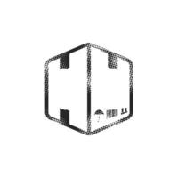 Logistic box icon in halftone style black and white monochrome illustration. vector