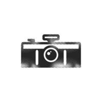 Panorama camera icon in halftone style. Black and white monochrome illustration. vector
