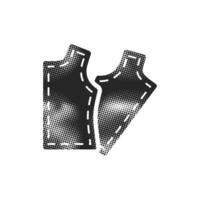 Sewing pattern icon in halftone style. Black and white monochrome illustration. vector