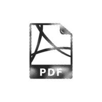 Portable document file format icon in halftone style. Black and white monochrome illustration. vector