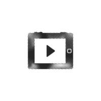 Portable media player icon in halftone style. Black and white monochrome vector