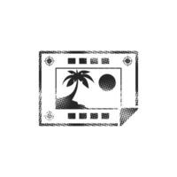 Print proof icon in halftone style. Black and white monochrome illustration. vector