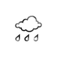Rainy icon in halftone style. Black and white monochrome illustration. vector