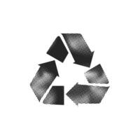 Recycle symbol icon in halftone style. Black and white monochrome illustration. vector