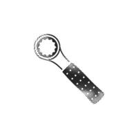 Bicycle tools icon in halftone style. Black and white illustration. vector