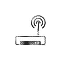 Router icon in halftone style. Black and white monochrome vector