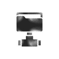 Shared folder icon in halftone style. Black and white monochrome illustration. vector