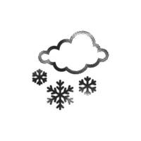 Weather overcast snowing icon in halftone style. Black and white monochrome illustration. vector