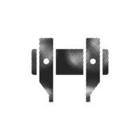 Camera lens spanner icon in halftone style. Black and white monochrome illustration. vector