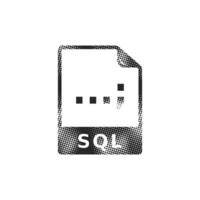 SQL File format icon in halftone style. Black and white monochrome illustration. vector