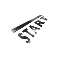 Starting line icon in halftone style. Black and white monochrome illustration. vector