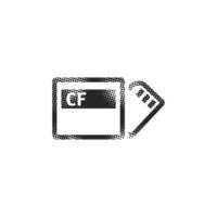 Compact flash and SD card icon in halftone style. Black and white monochrome illustration. vector