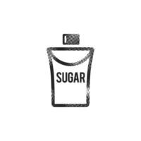 Sugar packaging icon with cross sign in halftone style. Black and white monochrome illustration. vector