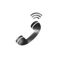 Wireless phone icon in halftone style. Black and white monochrome illustration. vector