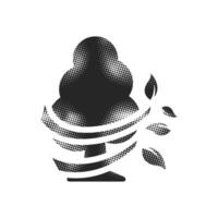 Tree icon in halftone style. Black and white illustration. vector