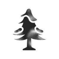 Tree icon in halftone style. Black and white monochrome illustration. vector