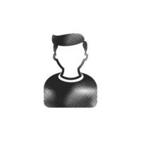 User avatar icon in halftone style. Black and white monochrome illustration. vector