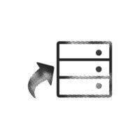 Database icon in halftone style. Black and white monochrome vector