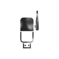 Wireless receiver icon in halftone style. Black and white illustration. vector