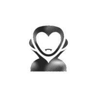 Dracula icon in halftone style. Black and white monochrome illustration. vector