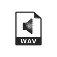 Audio file format icon in halftone style. Black and white monochrome illustration. vector