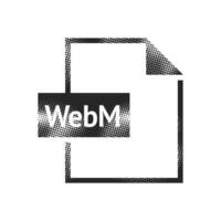 WEBM file format icon in halftone style. Black and white monochrome illustration. vector