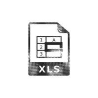Spreadsheet file icon in halftone style. Black and white monochrome illustration. vector