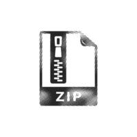 ZIP Compressed file format icon in halftone style. Black and white monochrome illustration. vector