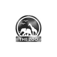Zoo gate icon in halftone style. Black and white monochrome illustration vector