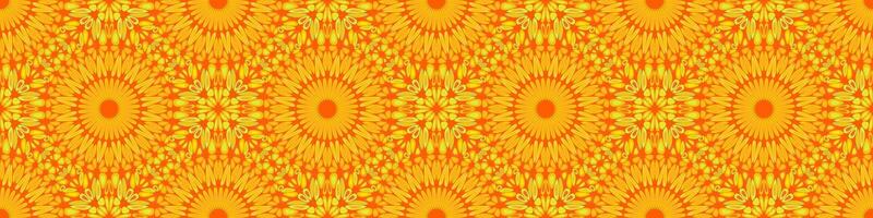 Seamless wide geometrical garden mandala pattern background design vector