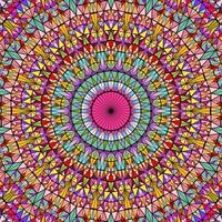 A circular stained glass design with colorful patterns vector