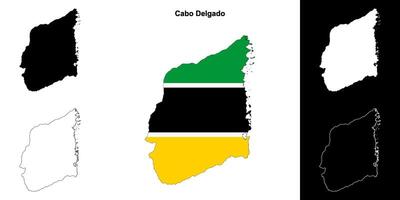 Cabo Delgado province outline map set vector