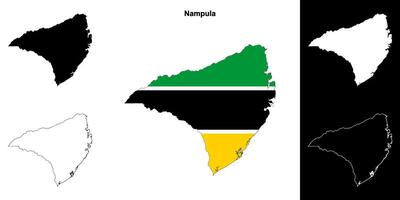 Nampula province outline map set vector