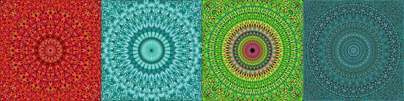 Colored repeating geometrical mandala pattern set vector
