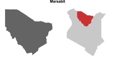 Marsabit county blank outline map set vector