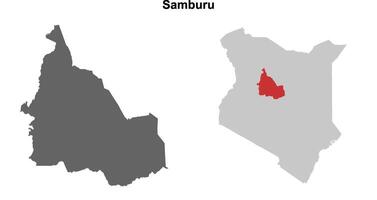 Samburu county blank outline map set vector