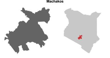 Machakos county blank outline map set vector